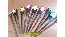 wood hair stick tropical flowers designs for women fashion